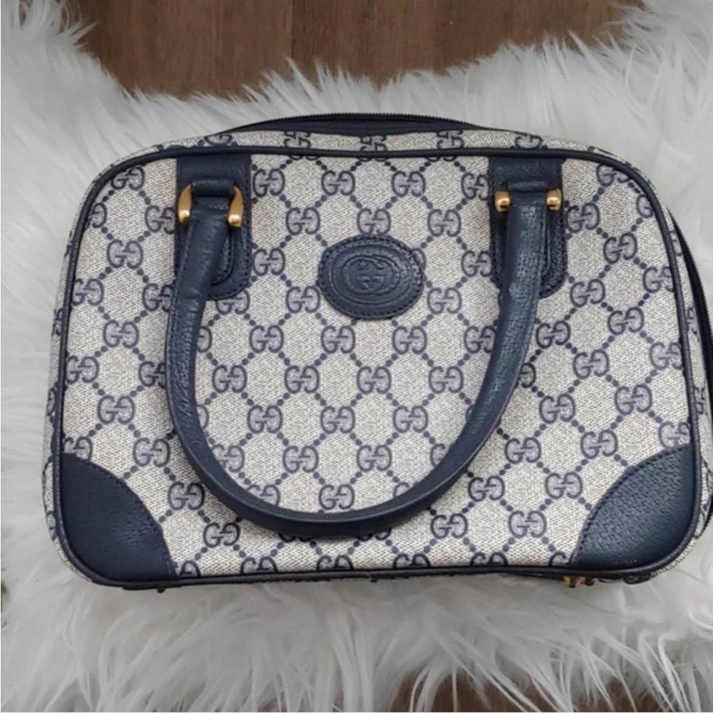 Gucci authentic Navy GG VintageTop-Handle Satchel